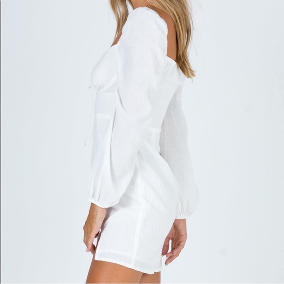 Princess Polly White Tie Linen Mini Dress - Picture 3 of 7